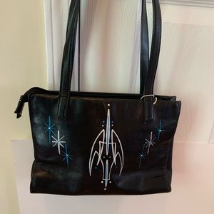 PinStriped purse anchor stars black Jones New York